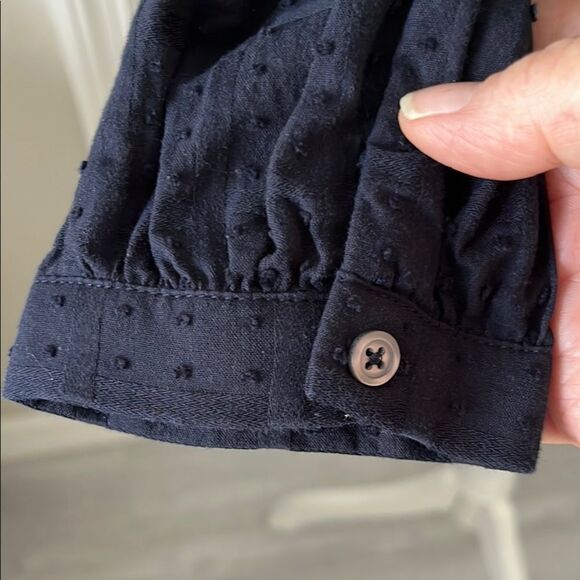 Talbots Black Label Swiss Dot Navy Popover NWOT SX L Cotton - Picture 5 of 8